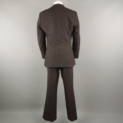 J.LINDEBERG  Size 40 Black & Red Pinstripe Polyester Blend 32 32 Suit