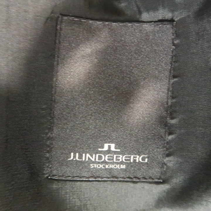 J.LINDEBERG  Size 40 Black & Red Pinstripe Polyester Blend 32 32 Suit