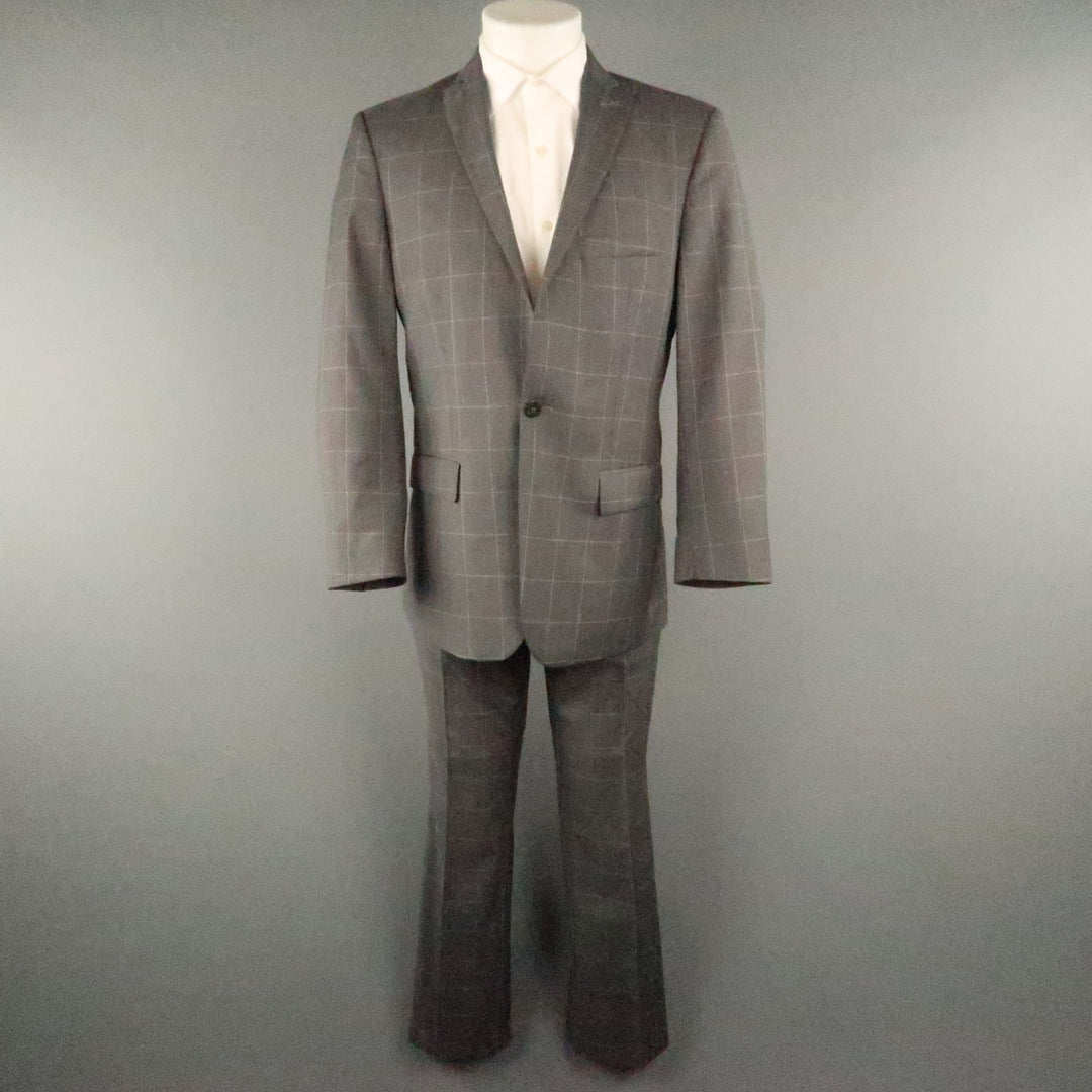 Pecho 40 Traje gris a rayas mezcla de poliéster solapa
