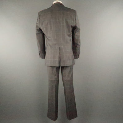 J.LINDEBERG Chest Size 40 Gray Pinstripe Polyester Blend Peak Lapel 32 32 Suit