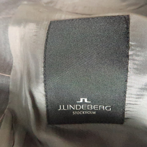 J.LINDEBERG Chest Size 40 Gray Pinstripe Polyester Blend Peak Lapel 32 32 Suit