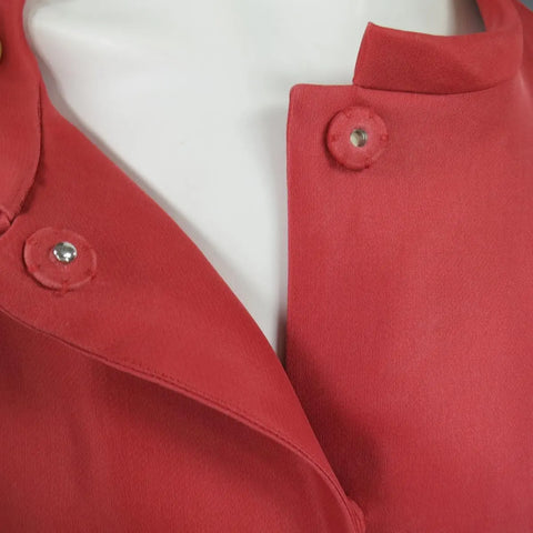 J. MENDEL Size 6 Salmon Red  Silk Hidden Snap Evening Coat J.MENDEL