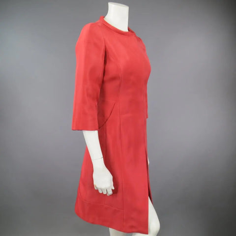 J. MENDEL Size 6 Salmon Red  Silk Hidden Snap Evening Coat J.MENDEL