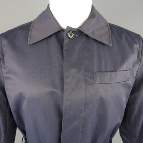 J. PRESS 38 Navy Cotton  Nylon Hidden Placket Collared Trenchcoat J. PRESS
