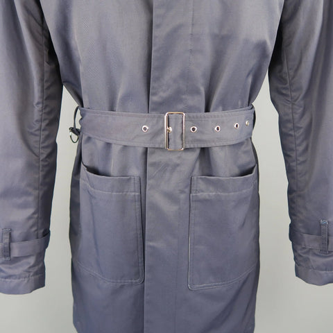 J. PRESS 38 Navy Cotton  Nylon Hidden Placket Collared Trenchcoat J. PRESS