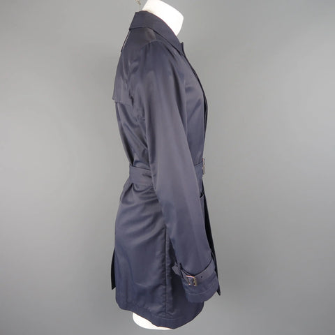 J. PRESS 38 Navy Cotton  Nylon Hidden Placket Collared Trenchcoat J. PRESS