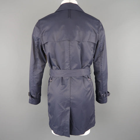J. PRESS 38 Navy Cotton  Nylon Hidden Placket Collared Trenchcoat J. PRESS