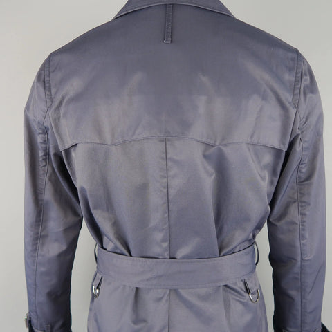 J. PRESS 38 Navy Cotton  Nylon Hidden Placket Collared Trenchcoat J. PRESS