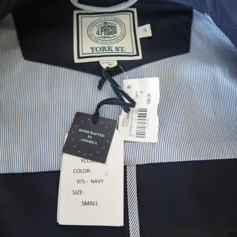 J. PRESS 38 Navy Cotton  Nylon Hidden Placket Collared Trenchcoat J. PRESS