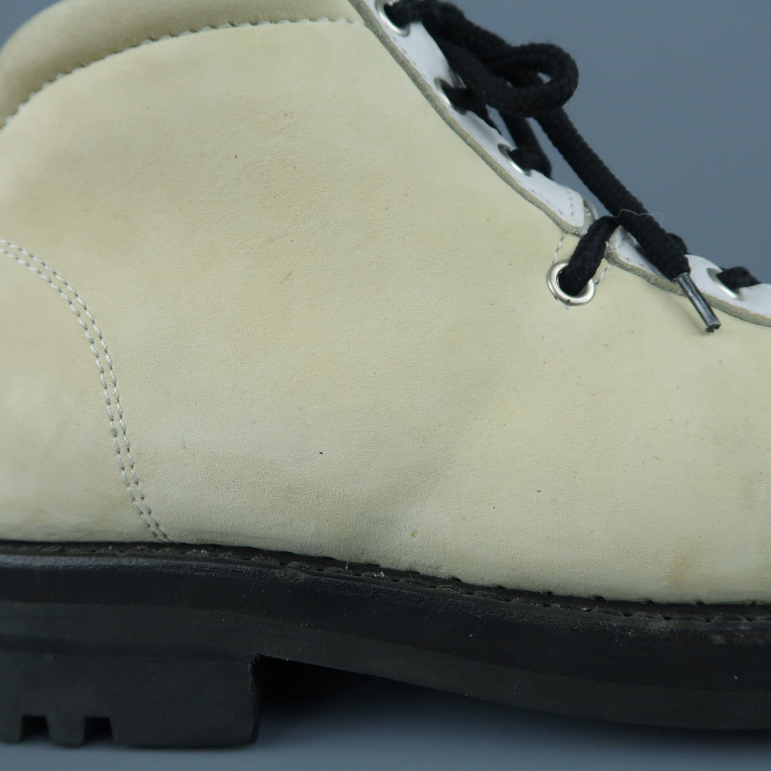 JEAN-BAPTISTE RAUTUREAU Size 7.5 White & Cream Two Toned Leather Hiking Boots