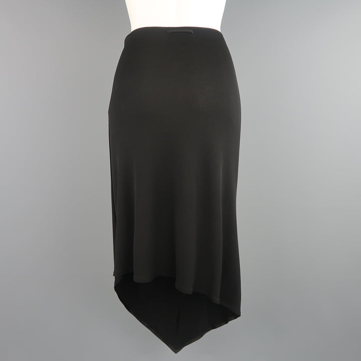 JEAN PAUL GAULTIER Size 10 Black Rayon Asymmetrical Point Hem A Line Skirt