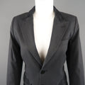 JEAN PAUL GAULTIER Size 10 Gray Cotton Embroidered Peak Lapel Blazer Jacket JEAN PAUL GAULTIER