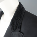 JEAN PAUL GAULTIER Size 10 Gray Cotton Embroidered Peak Lapel Blazer Jacket JEAN PAUL GAULTIER