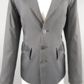 JEAN PAUL GAULTIER Size 10 Gray Cotton Embroidered Peak Lapel Blazer Jacket JEAN PAUL GAULTIER