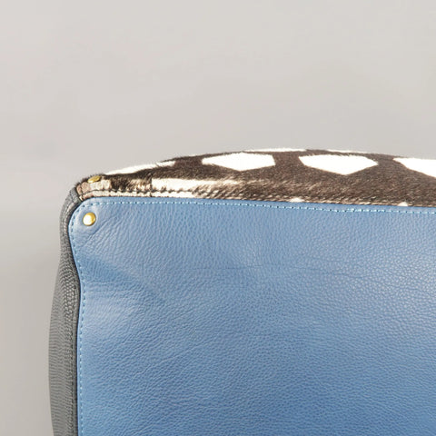 JEROME DREYFUSS x JACQUES Blue Lizard & Printed Ponyhair Tote Handbag JEROME DREYFUSS