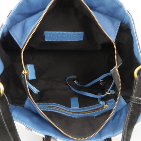 JEROME DREYFUSS x JACQUES Blue Lizard & Printed Ponyhair Tote Handbag JEROME DREYFUSS