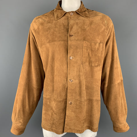 JHANE BARNES 44 Tan Solid Leather Oversized Jacket