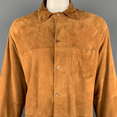 JHANE BARNES 44 Tan Solid Leather Oversized Jacket