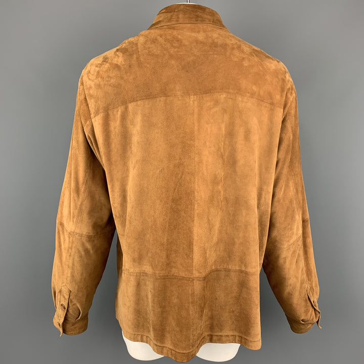 JHANE BARNES 44 Tan Solid Leather Oversized Jacket