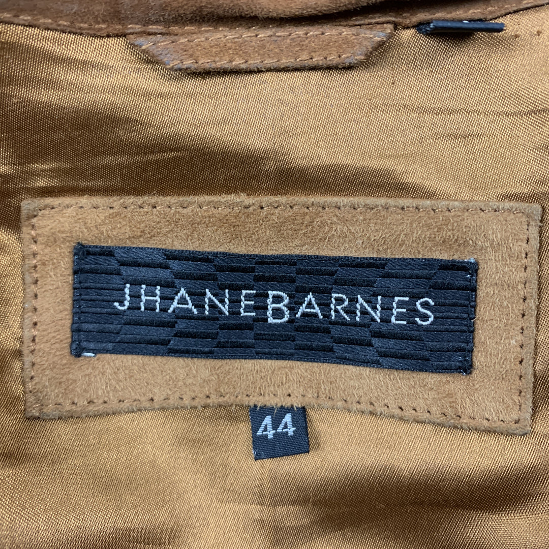 JHANE BARNES 44 Tan Solid Leather Oversized Jacket