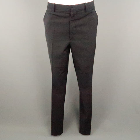 JIL SANDER Chest Size 40 Black Solid Virgin Wool Notch Lapel 36 36 Suit