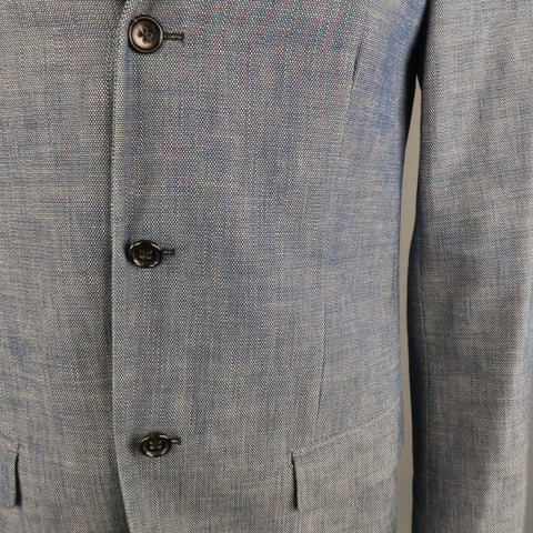 JIL SANDER 40 Indigo Textured Cotton Notch Lapel  Sport Coat