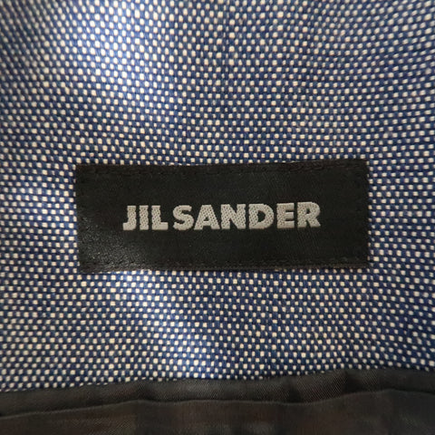 JIL SANDER 40 Indigo Textured Cotton Notch Lapel  Sport Coat