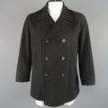 JIL SANDER 42 Charcoal Wool Double Breasted Pea Coat JIL SANDER