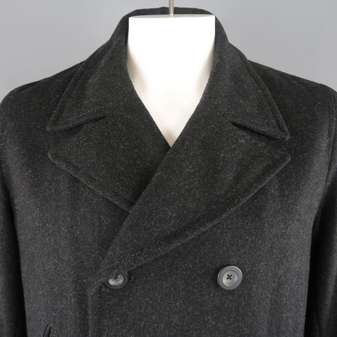 JIL SANDER 42 Charcoal Wool Double Breasted Pea Coat JIL SANDER