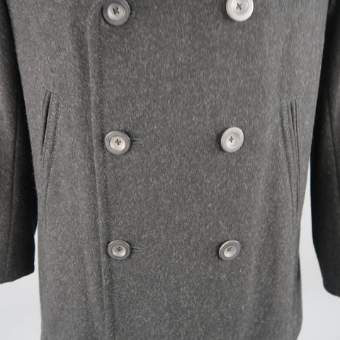 JIL SANDER 42 Charcoal Wool Double Breasted Pea Coat JIL SANDER