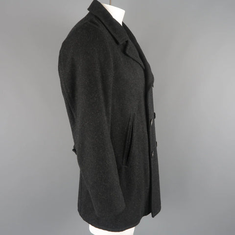 JIL SANDER 42 Charcoal Wool Double Breasted Pea Coat JIL SANDER
