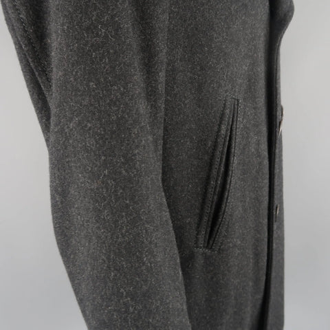 JIL SANDER 42 Charcoal Wool Double Breasted Pea Coat JIL SANDER