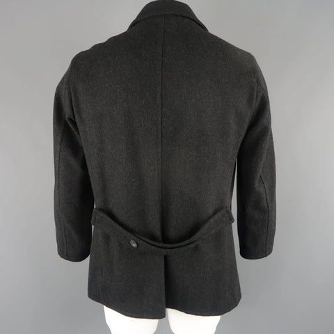 JIL SANDER 42 Charcoal Wool Double Breasted Pea Coat JIL SANDER