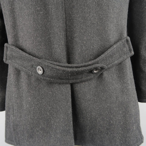 JIL SANDER 42 Charcoal Wool Double Breasted Pea Coat JIL SANDER