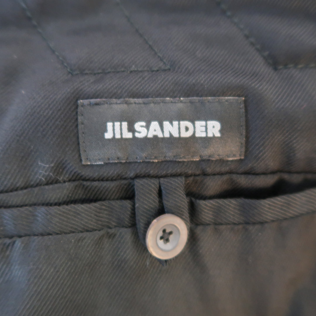 JIL SANDER 42 Charcoal Wool Double Breasted Pea Coat