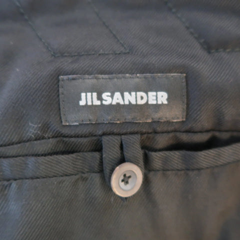 JIL SANDER 42 Charcoal Wool Double Breasted Pea Coat JIL SANDER