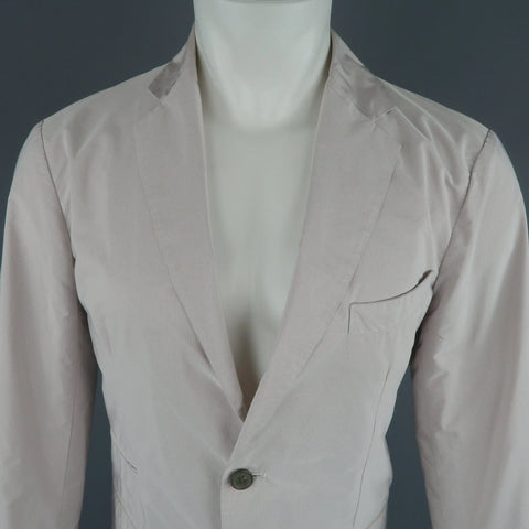 JIL SANDER 42 Light Pink & Grey Pinstripe Polyester Taffeta Sport Coat JIL SANDER