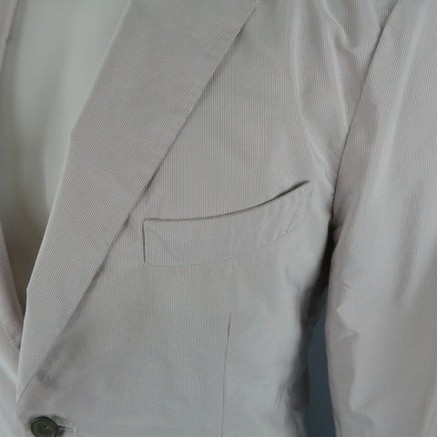 JIL SANDER 42 Light Pink & Grey Pinstripe Polyester Taffeta Sport Coat JIL SANDER