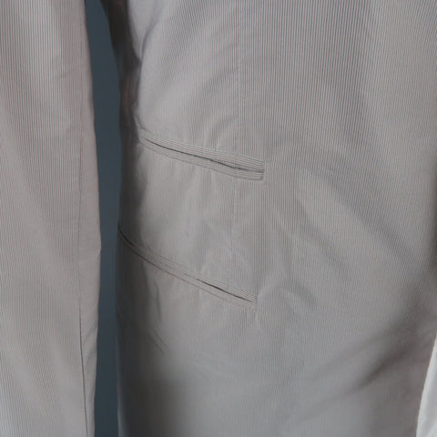 JIL SANDER 42 Light Pink & Grey Pinstripe Polyester Taffeta Sport Coat JIL SANDER