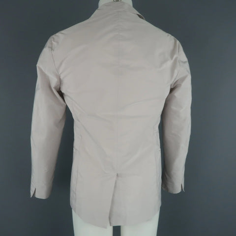 JIL SANDER 42 Light Pink & Grey Pinstripe Polyester Taffeta Sport Coat JIL SANDER