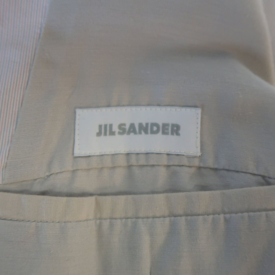 JIL SANDER 42 Light Pink & Grey Pinstripe Polyester Taffeta Sport Coat