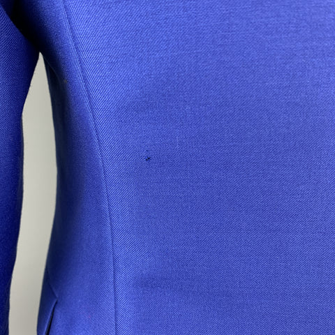 JIL SANDER 42 Royal Blue Solid Wool / Mohair Double Breasted Peak Lapel Suit