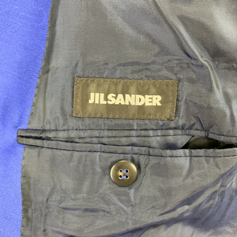 JIL SANDER 42 Royal Blue Solid Wool / Mohair Double Breasted Peak Lapel Suit