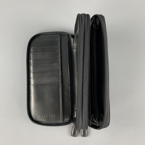 JIL SANDER Black Fabric Leather Wallet / Purse