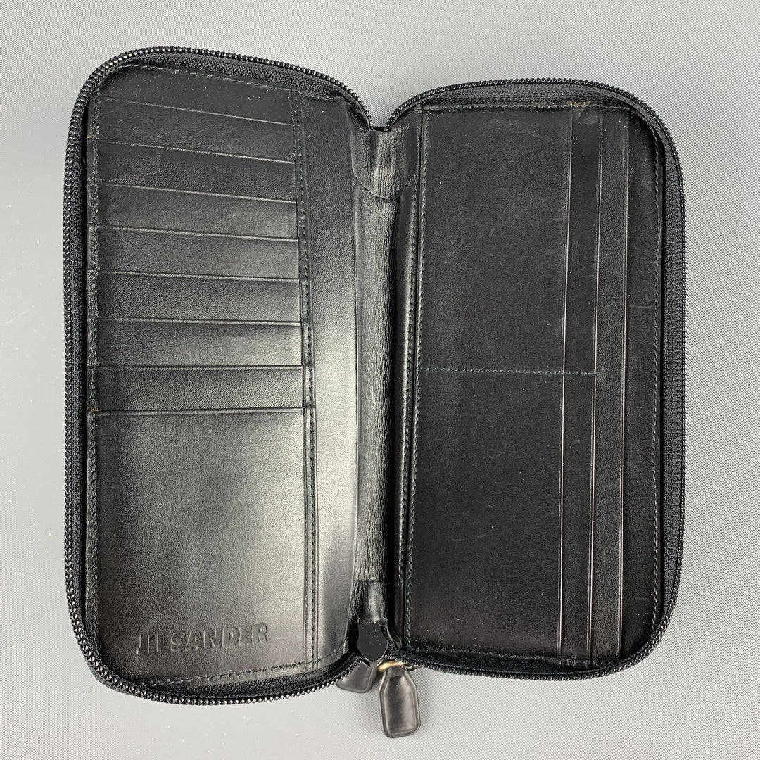 JIL SANDER Black Fabric Leather Wallet / Purse