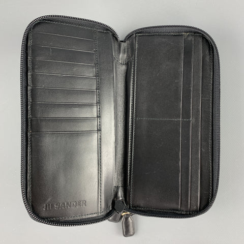 JIL SANDER Black Fabric Leather Wallet / Purse