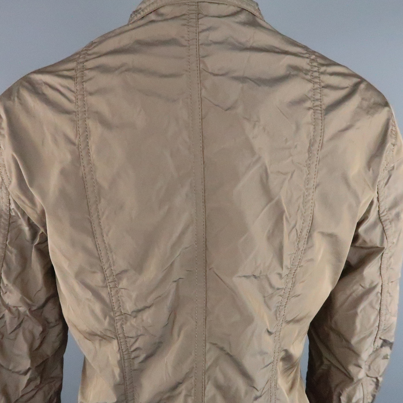 JIL SANDER Size 4 Taupe Iridescent Wrinkled Taffeta Jacket