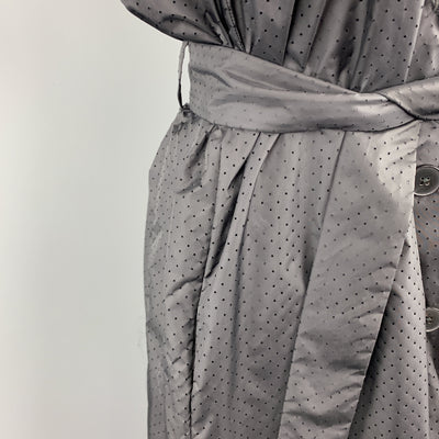 JIL SANDER Size 6 Black Perforated Nylon Hooded Coat