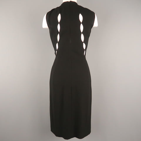 JIL SANDER Size 8 Black Back Cutouts V Neck Sleeveless Shift Dress