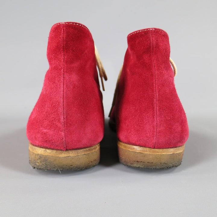 JIL SANDER Size 8 Red Suede Crepe Sole Chukka Boots